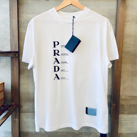 PRADA Women’s L White Cotton Jersey T-shirt - Picture 2 of 7